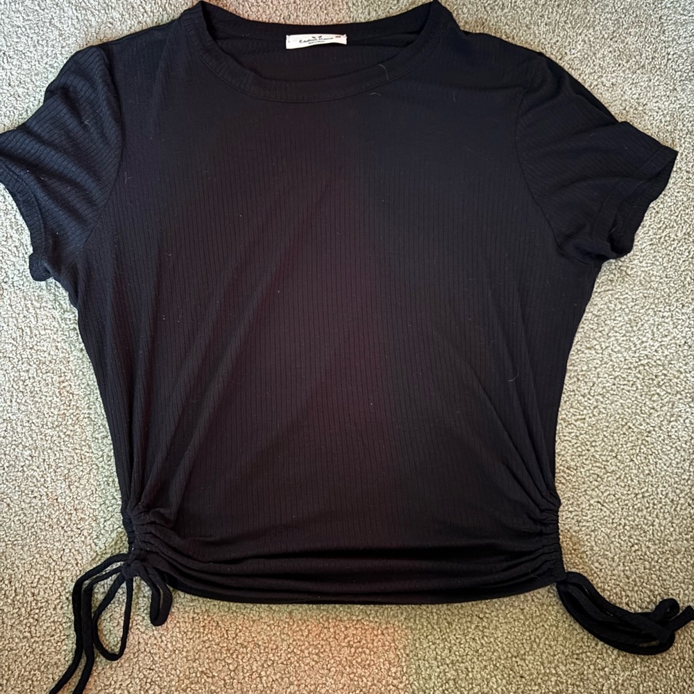Black Ruched T-Shirt